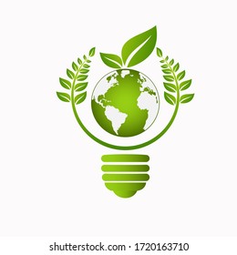 Bombilla de ideas verdes Naturaleza de la página Icono de energía diseño