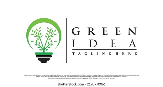 Green idea design lamp illustration with creative concept Premium Vector 