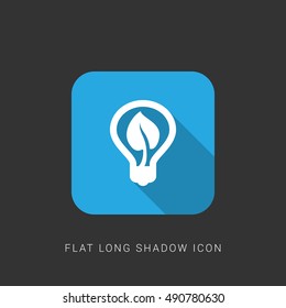 Green Idea Flat blue long shadow Icon / Logo Design