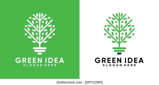diseño de logotipo de idea verde con concepto creativo