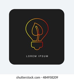 Green Idea Red & Orange gradient attractive line thin icon / logo design