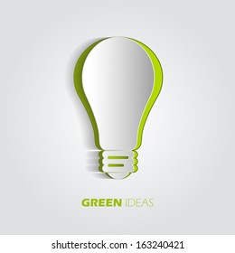 Green ideas innovation, 3D eco bulb energy icon, vector design