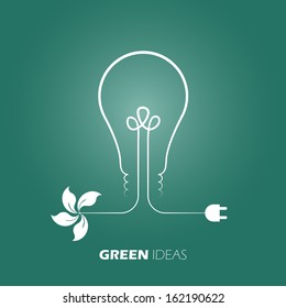 Green ideas innovation, Eco bulb energy. Easy color change vector design.