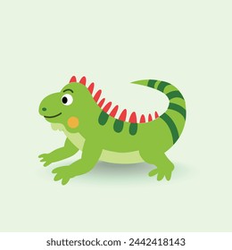 Green Iguana vector illustration.Happy Iguana cartoon 