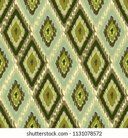 Green Ikat Seamless Background Pattern