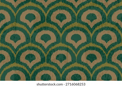 Patrón geométrico transparente ikat verde.