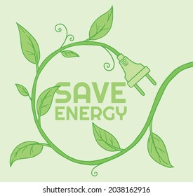 green illustration eco energy with leafs 