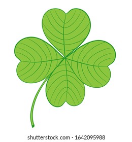 Green image of a clover leaf on a white background. You can use it as an isolated object for printing, logo, illustration, background, and design.