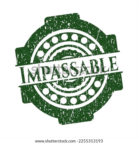 Green Impassable distress rubber stamp with grunge texture. 