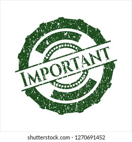 Green Important rubber grunge stamp