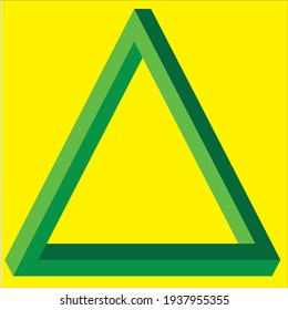Un triángulo verde imposible sobre fondo amarillo