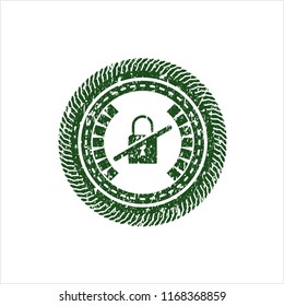 Green inaccessible icon inside distress grunge stamp