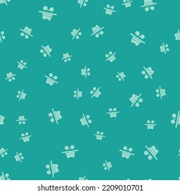 Green Incognito mode icon isolated seamless pattern on green background.  Vector