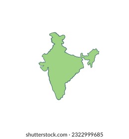 Green India Map Cartoon Style Illustration