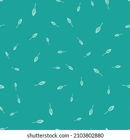 Green Indian feather icon isolated seamless pattern on green background. Native american ethnic symbol feather.  Vector