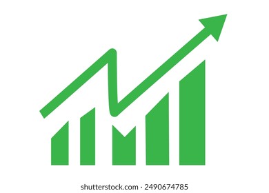 Green Indication arrows. Up arrows, statistic financial graphic. Vector illustration