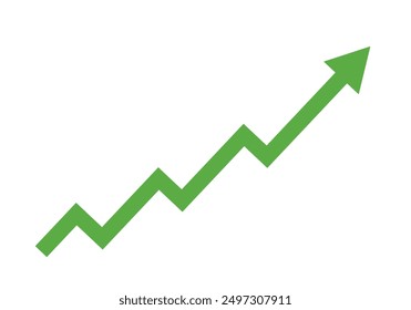 Grüne Indizierungspfeile. Aufwärtspfeile, statistische Finanzgrafik. Vektorgrafik