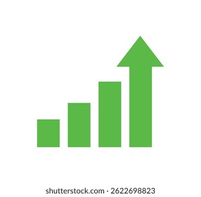 Setas de Indicação Verde. Setas para cima, gráfico financeiro estatístico. Ilustração vetorial
