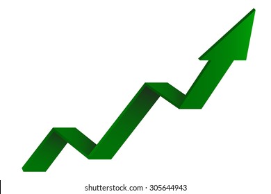 Green Indication Arrows. Up Arrows, Statistic Financial Graphic. Vector Illustration