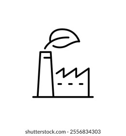 Green industry icon. Simple outline style. Green factory, eco friendly manufacturing and sustainable practices, environment concept. Thin line symbol. Vector illustration isolated.