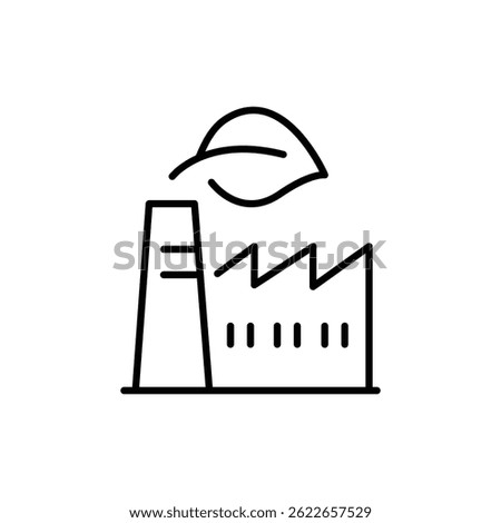 Green industry icon. Simple outline style. Green factory, eco friendly manufacturing and sustainable practices, environment concept. Thin line symbol. Vector illustration isolated.
