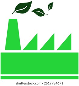 Green industry icon vector for sustainable manufacturing, eco production, and clean technology. Ideal for promoting green economy, renewable resources, and environmental solutions.