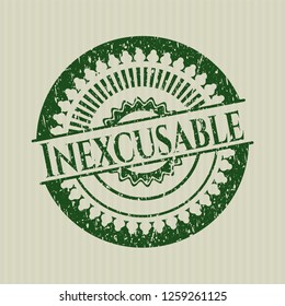 Green Inexcusable with rubber seal texture