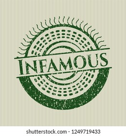 Green Infamous distressed rubber stamp