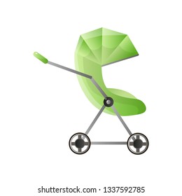 Green infant stroller for sitting ride on white