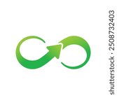 Green Infinity with Growth Arrow Logo Sign Symbol, Sustainability and ESG logo