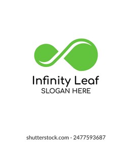 Green infinity logo concept. Infinity leaf vector illustration