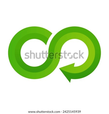 Green infinity logo icon, sustainable symbol