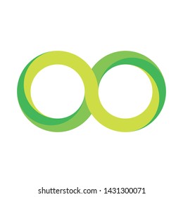 Green infinity symbol icon. 3D-like gradient design effect. Vector illustration.