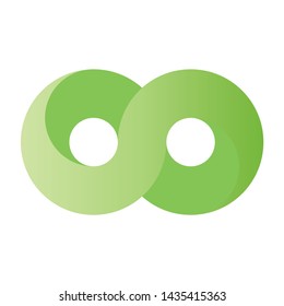 Green infinity symbol icon. 3D-like gradient design effect. Vector illustration.