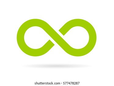Green infinity vector symbol illustration on white background. Infinit loop vector web sign.
