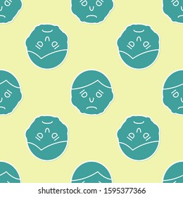 Green Inflammation on face icon isolated seamless pattern on yellow background.  Vector Illustration