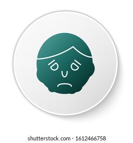 Green Inflammation on face icon isolated on white background. White circle button. Vector Illustration