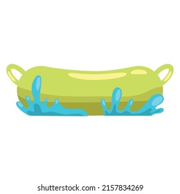 green inflatable floating in pool