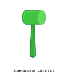 Green inflatable hammer for children vector illustration. Rubber toy for water activities for kids isolated on white background. Summer, holidays, entertainment concept