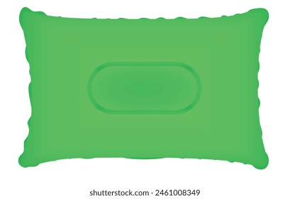 Green   inflatable  pillow. vector illustration