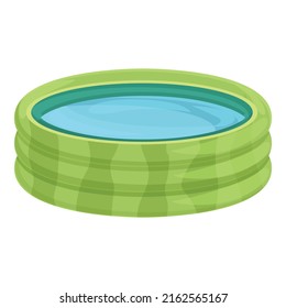 Green inflatable pool icon cartoon vector. Aqua house. Sea child