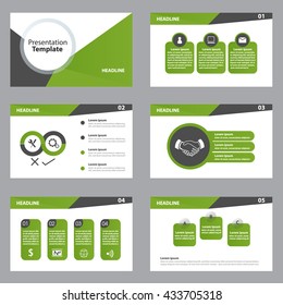Green info graphic element set template.presentation slide template background . abstract cover design