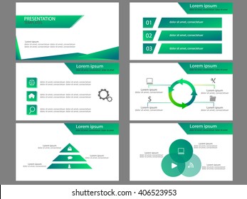 green info graphic presentation template  design set for marketing brochure