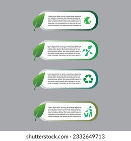 Plantilla de infografía verde.Concepto de negocio con 4 opciones, pasos o procesos. 