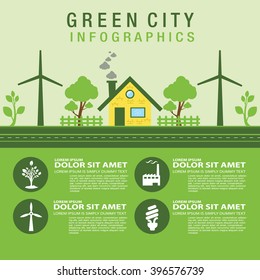 green information. ecology info graphics collection - sustainable concept - charts, symbols, graphic elements