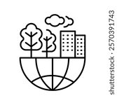 Green infrastructure black line icon. Vector isolated element. Editable stroke.