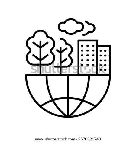 Green infrastructure black line icon. Vector isolated element. Editable stroke.