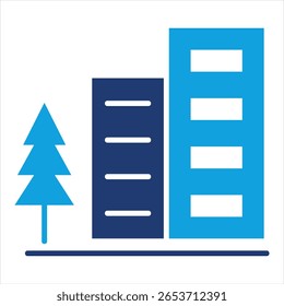 Green Infrastructure Flat Blue Icon Vector Illustration
