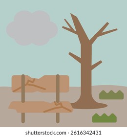 Green Infrastructure Icon: Deteriorated and dilapidated parks and green spaces