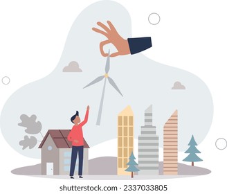 Green infrastructure planning with sustainable resources.Urban power supply using wind or solar source as ecological and environmental friendly solutions.flat vector illustration.